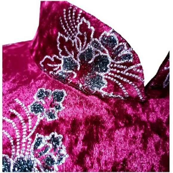 Vintage Velvety Crimson Maxi Dress - Picture 5 of 5